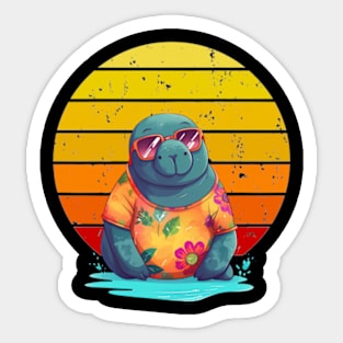 manatee hawaiian retro Sticker